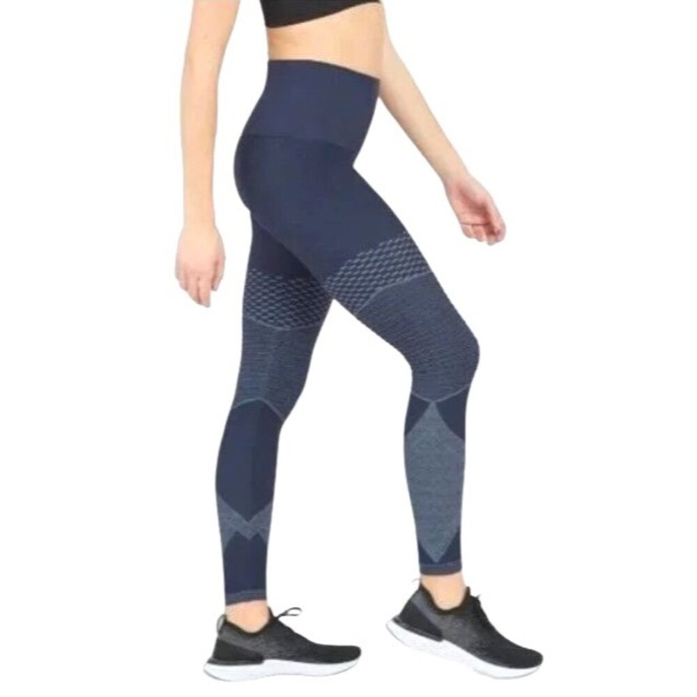 NWT Spanx Look At‎ Me Now Seamless  Blue Leggings   - Size Large